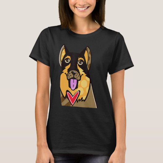 German Shepherd Cute Dog T-shirt (Voorkant)