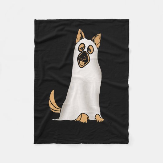 German Shepherd Cute Dog Wearing Ghost Funny Hallo Fleece Deken (Voorkant)