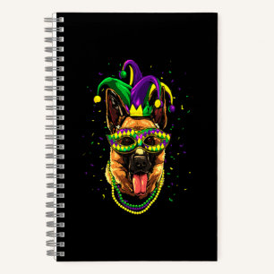 German Shepherd Cute Mardi Gras Carnival Notitieboek