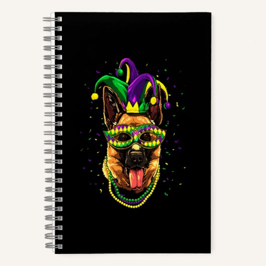 German Shepherd Cute Mardi Gras Carnival Notitieboek (Voorkant)