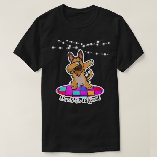 German Shepherd Dabbing Dare to be Different pet T-shirt (Design voorkant)