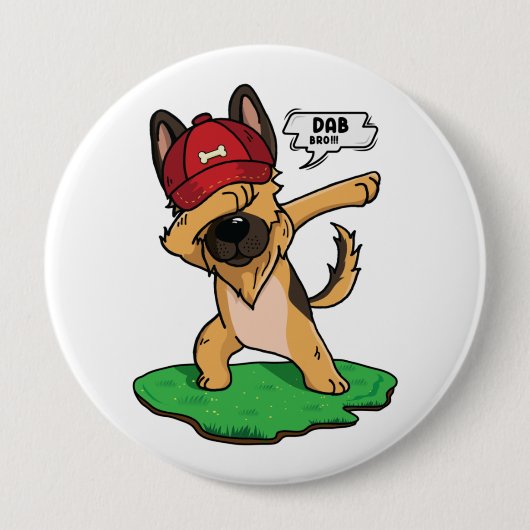 German Shepherd Dabbing Ronde Button 4,0 Cm (Voorkant)