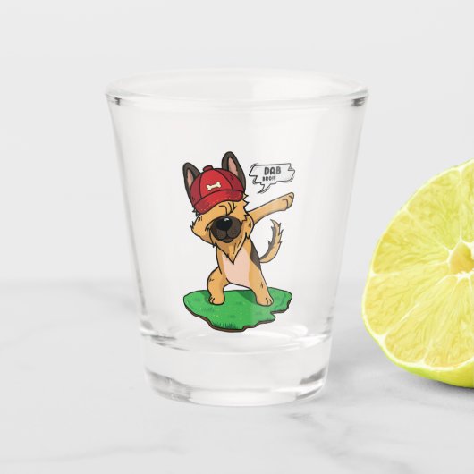German Shepherd Dabbing Shot Glas (Voorkant)
