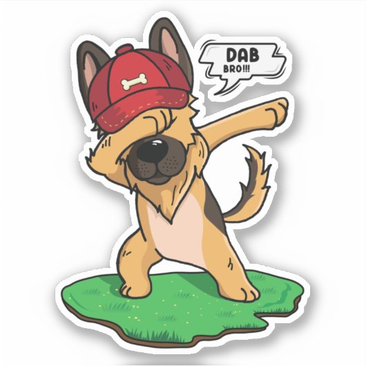 German Shepherd Dabbing Sticker (Voorkant)