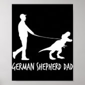 German Shepherd Dad Dinosaur GSD OEigenaars Funny Poster (Voorkant)