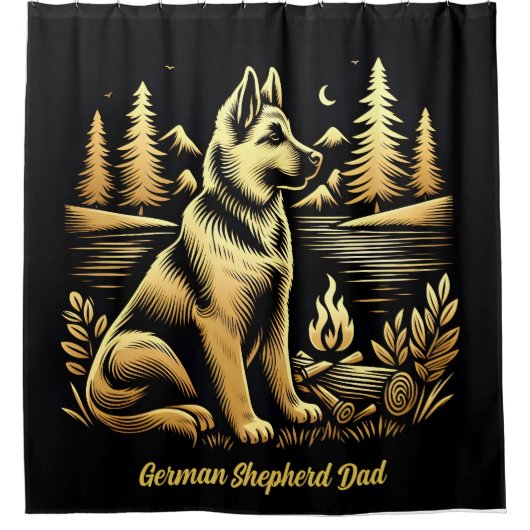German Shepherd Dad Douchegordijn (Voorkant)