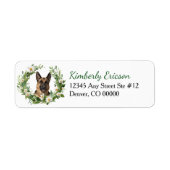 German Shepherd Daisy Wreath Retouradres Etiket (Voorkant)