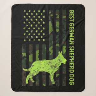 German Shepherd Distress US Flag Camouflage Sherpa Deken