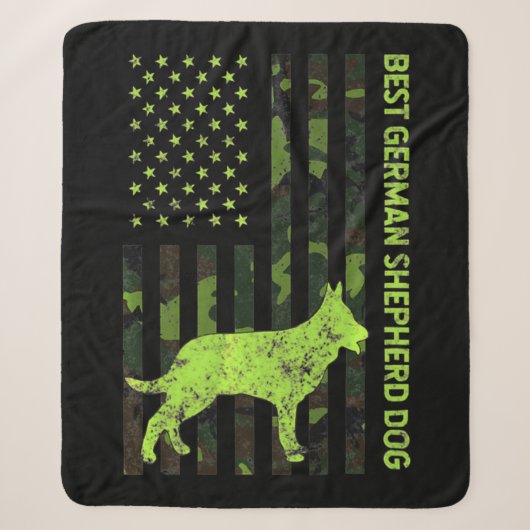 German Shepherd Distress US Flag Camouflage Sherpa Deken (Voorkant)