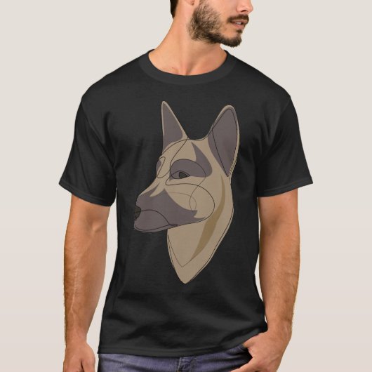 German Shepherd Dog 2 C One Line Drawing T-shirt (Voorkant)