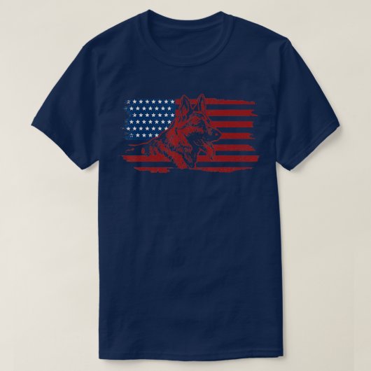 German Shepherd Dog American Flag Patriotic K-9 Un T-shirt (Design voorkant)