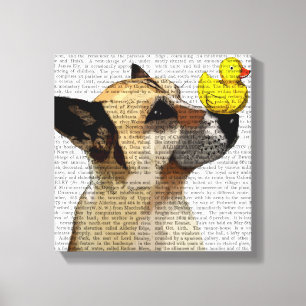 German Shepherd Dog and Duck Canvas Afdruk