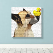 German Shepherd Dog and Duck Canvas Afdruk (Insitu (Houten vloer))