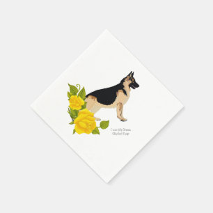 German Shepherd Dog and Yellow Roses Servet