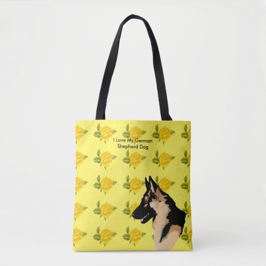 German Shepherd Dog and Yellow Roses Tote Bag (Voorkant)