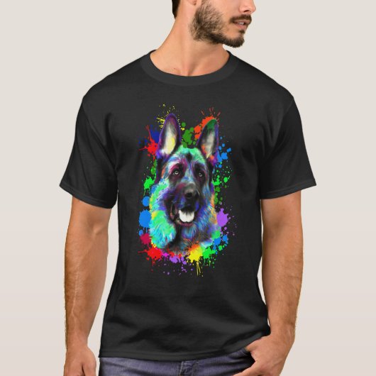 German Shepherd Dog Animal Water Art T-shirt (Voorkant)