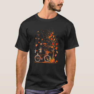 German Shepherd Dog Bicycle Fall Leaves Tr T-shirt