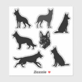 German Shepherd Dog Black Silhouettes Set Sticker (Vel)