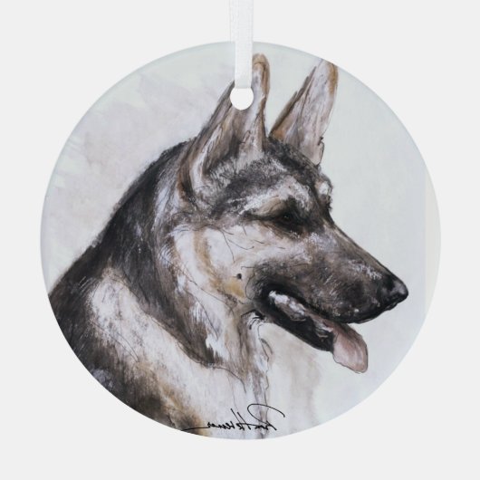 German Shepherd Dog by Hevener Glas Ornament (Achterkant)