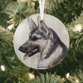 German Shepherd Dog by Hevener Glas Ornament