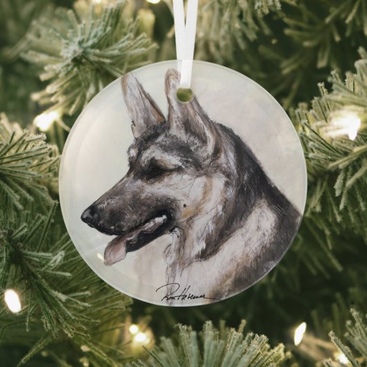 German Shepherd Dog by Hevener Glas Ornament (Insitu)