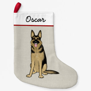 German Shepherd Dog Cartoon Black en Tan Custom Kleine Kerstsok