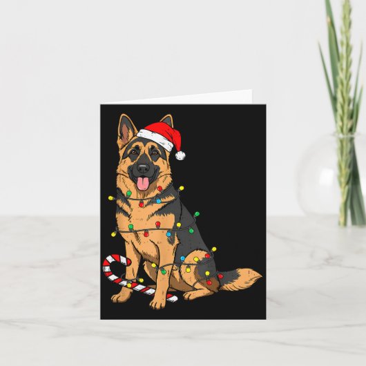 German Shepherd Dog Christmas Lights Xmas Pet Dog  Kaart (Voorkant)
