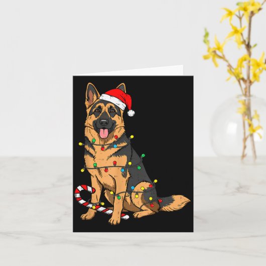 German Shepherd Dog Christmas Lights Xmas Pet Dog  Kaart (Gele Bloem)
