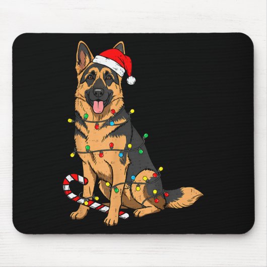 German Shepherd Dog Christmas Lights Xmas Pet Dog  Muismat (Voorkant)
