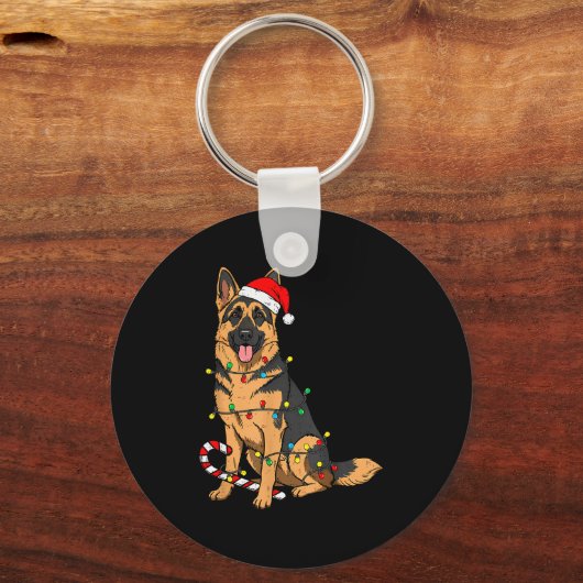 German Shepherd Dog Christmas Lights Xmas Pet Dog  Sleutelhanger (Voorkant)