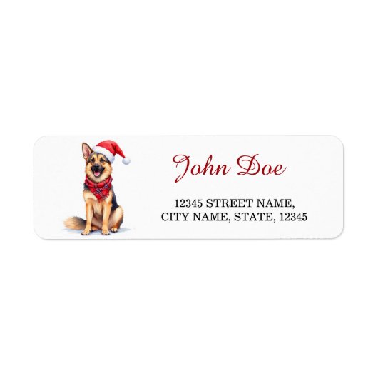 German Shepherd Dog Christmas Return Address Label (Voorkant)
