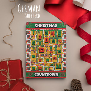 German Shepherd Dog Countdown met Kerstmis Advent Feestdagenkaart