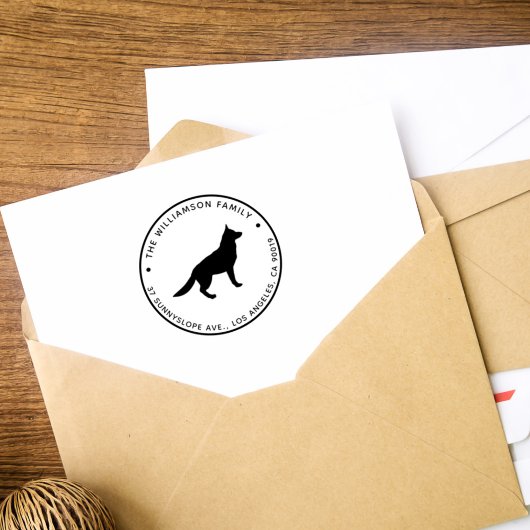 German Shepherd Dog Custom Family Return-adres Rubberstempel