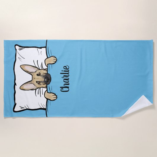 German Shepherd Dog Cute Personalized Strandlaken (Voorkant)
