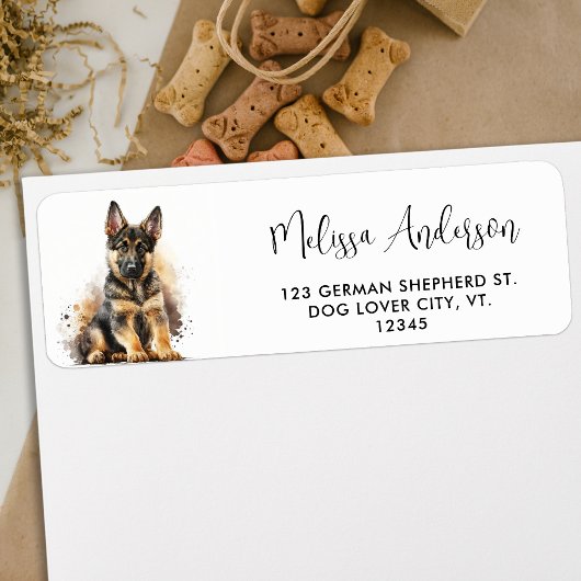 German Shepherd Dog Cute Puppy Return Address Etiket