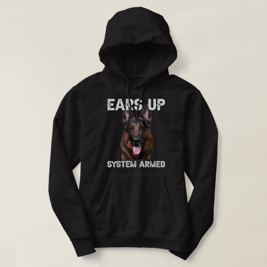 German Shepherd Dog Ears Up System Armed Hoodie (Design voorkant)