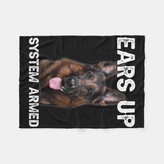 German Shepherd Dog Ears Up System Armed T Shirt  Fleece Deken (Voorkant (Horizontaal))