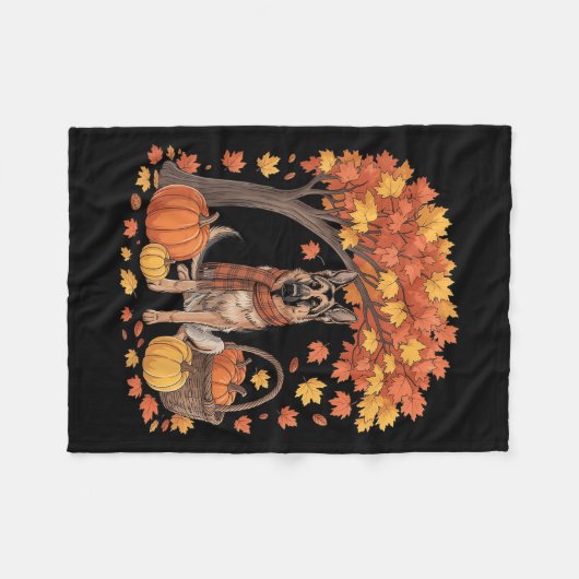 German Shepherd Dog Fall Scarf Pumpkin Autumn Than Fleece Deken (Voorkant (Horizontaal))