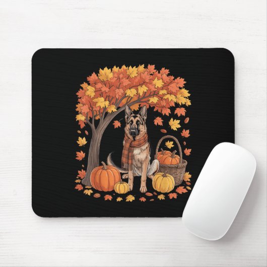 German Shepherd Dog Fall Scarf Pumpkin Autumn Than Muismat (Met muis)