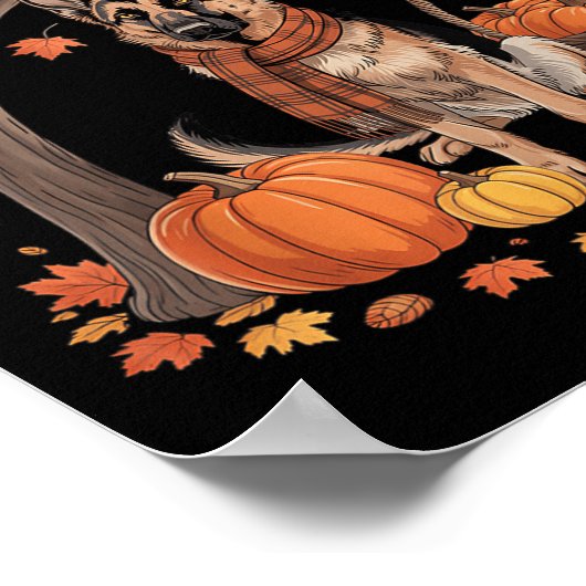 German Shepherd Dog Fall Scarf Pumpkin Autumn Than Poster (Hoek)