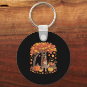 German Shepherd Dog Fall Scarf Pumpkin Autumn Than Sleutelhanger (Voorkant)