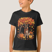 German Shepherd Dog Fall Scarf Pumpkin Autumn Than T-shirt (Voorkant)