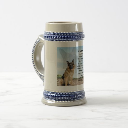 German Shepherd Dog Father Poem Stein Bierpul (Voorkant links)