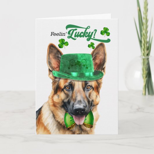 German Shepherd Dog Feelin' Lucky St Patrick's Day Feestdagen Kaart (Voorkant)
