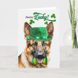 German Shepherd Dog Feelin' Lucky St Patrick's Day Feestdagen Kaart