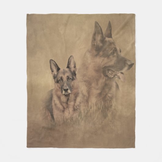 German Shepherd Dog Fleece Deken (Voorkant)