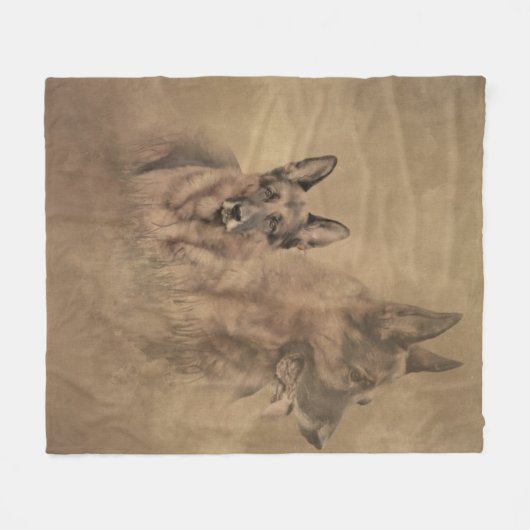 German Shepherd Dog Fleece Deken (Voorkant (Horizontaal))