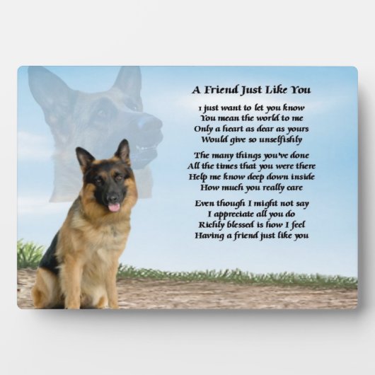 German Shepherd Dog Friend Poem Plaque Fotoplaat (voorkant)