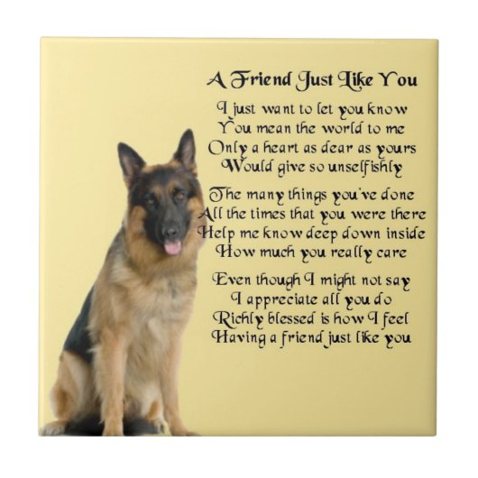 German Shepherd Dog Friend Poem Tile Tegeltje (Voorkant)