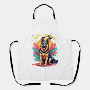 German Shepherd Dog Gelukkige Verjaardag Party She Schort